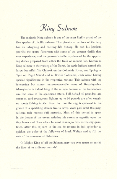 1956 King Salmon Stamp Ceremony Program Page 1