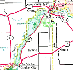 Banks Lake - Steamboat Rock - Northrup Canyon Map