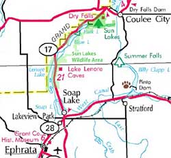 Sun Lakes - Dry Falls Park and Wildlife Area Location Map